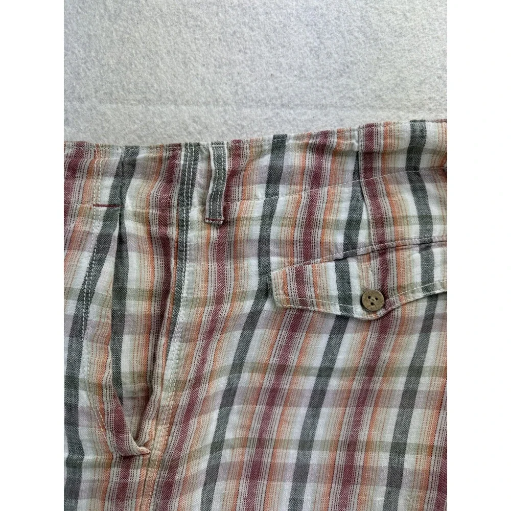 Tommy‎ Bahama Mens 100% Linen Chino Shorts Tag 36 Actual Size 38 Tropical Plaid